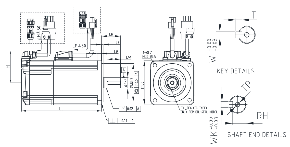 kích thước đông cơ servo ECM-B3M-C20807SS1