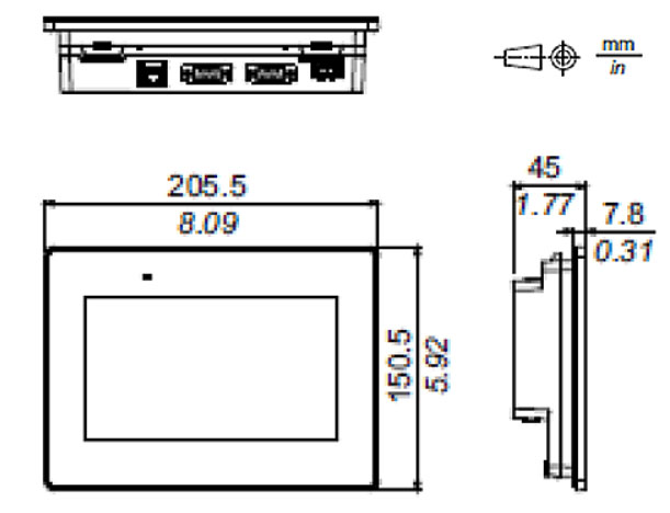 kích thước lắp HMI Schneider Proface ET-6400WA