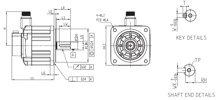 Kích thước động cơ servo ECM-E3M-E21310RSE
