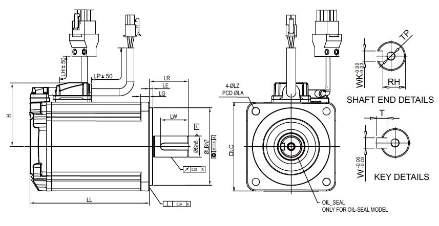 Kích thước động cơ servo ECM-E3M-C20604RSE